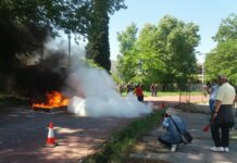 Зрелищно представяне на отборите в тазгодишното състезание по пожароприложен спорт в Пловдив