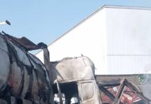 Пожар след пътнотранспортно произшествие