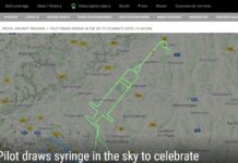 Германски пилот очерта спринцовка в небето в чест на имунизацията срещу COVID 19 в Европа