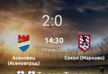 ФК „Асеновец“ е на второ място в групата след 2:0 срещу „Сокол“, Марково