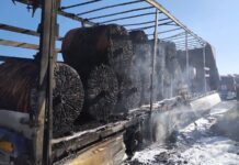 Камион с текстилни ролки се запали на АМ „Тракия“