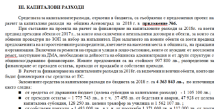 Капиталовите разходи на Общината за 2018 година