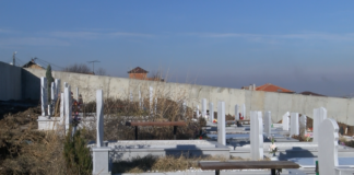 Югозападната част на гробищният парк с нова ограда