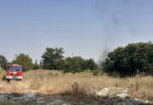 Пожар се разрази до жп-релсите на изхода на Асеновград